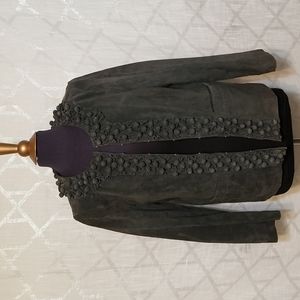 BRADLEY Bradley Bayou Leather Jacket Womens Size Medium Gray